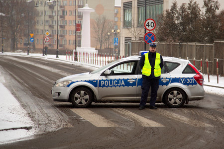 Blocking by policeのeditorial素材