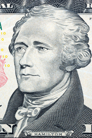 Alexander Hamilton, the portrait on the US dollarsの写真素材
