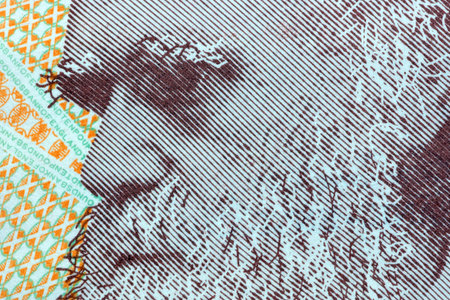 Charles Darwin, close-up portrait on the UK poundsの写真素材