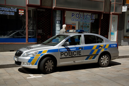 Police in Brno in the Czech Republic with police carのeditorial素材