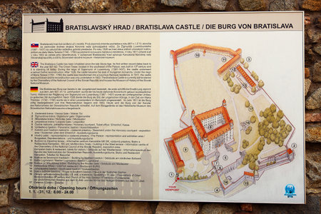 Bratislava, Slovakia - May 29: Plan of the Bratislava Castle on May 29, 2015 in Bratislava in Slovakiaのeditorial素材