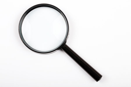 Magnifying glass on a white backgroundの写真素材