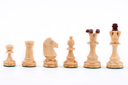 Chess pieces on the white backgroundの写真素材