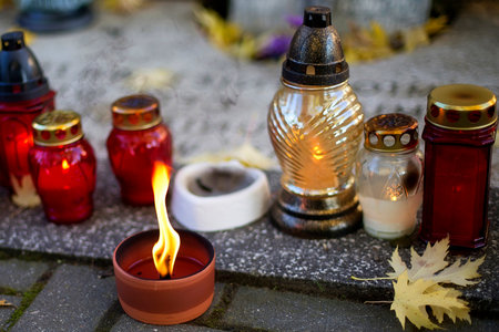 Candless in the cemetery, a backgroundの写真素材