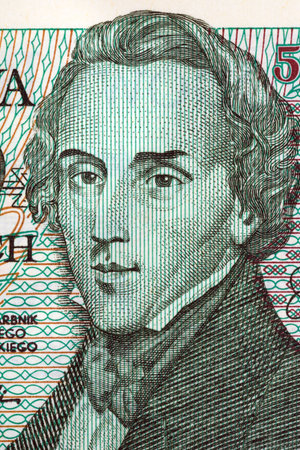 Frederic Chopin portrait from old five thousand zloty