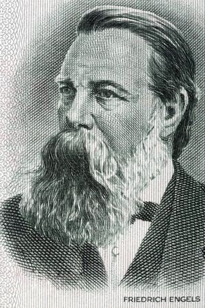 Friedrich Engels portrait from old German moneyのeditorial素材