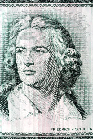 Friedrich Schiller portrait from old German moneyの写真素材
