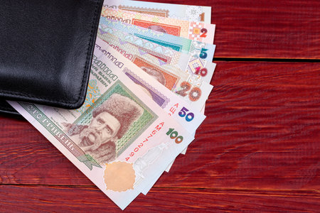 Old Ukrainian money in the walletの写真素材