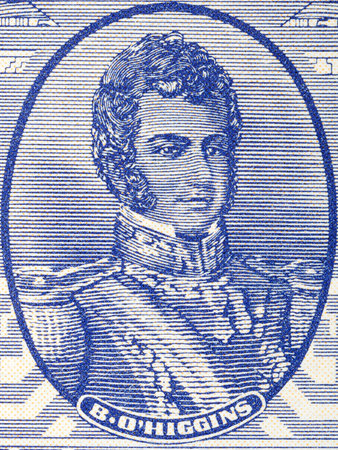 Bernardo O'Higgins Riquelme portrait from Chilean moneyの写真素材