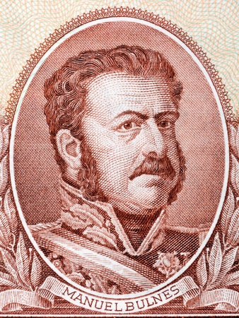Manuel Bulnes portrait from Chilean moneyの写真素材