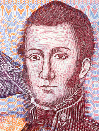 Manuel RodrÃ­guez ErdoÃ­za portrait from Chilean moneyのeditorial素材