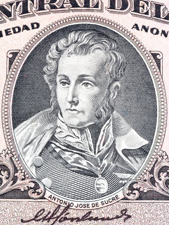 Antonio Jose de Sucre portrait from Ecuadorian moneyの写真素材