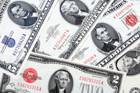 Old American dollars, a backgroundの写真素材