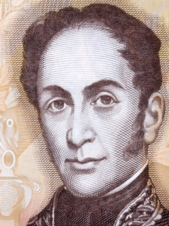 Simon Bolivar portrait from Venezuelan moneyの写真素材