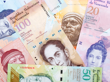 Venezuelan Bolivares, a backgroundの写真素材