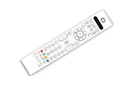 Universal remote control on a white backgroundの写真素材