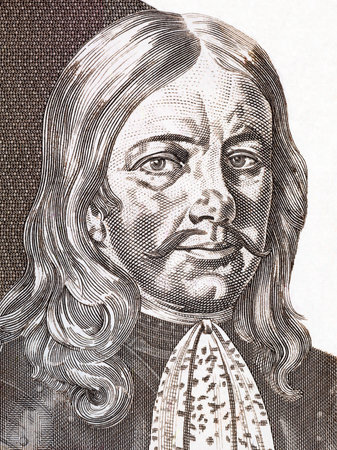 Johann Weikhard von Valvasor portrait from Slovenian moneyの写真素材