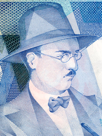 Fernando Pessoa portrait from Portuguese moneyの写真素材