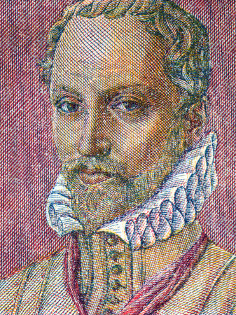 Orlande de Lassus portrait from Belgian moneyのeditorial素材