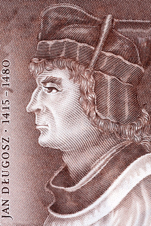 Jan Dlugosz portrait from Polish moneyのeditorial素材