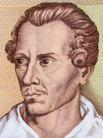 Juliusz Slowacki portrait from Polish moneyのeditorial素材