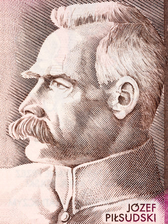 Jozef Pilsudski portrait from Polish moneyの写真素材