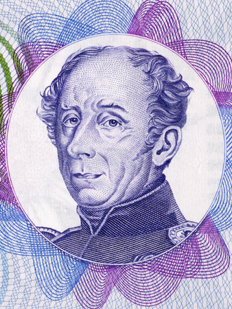 Guillaume Henri Dufour portrait from Swiss moneyの写真素材