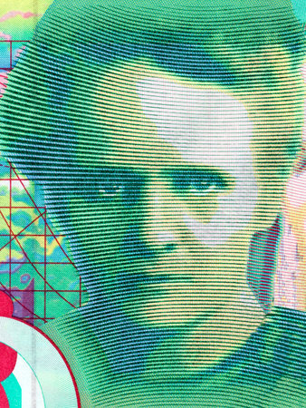 Marie Curie portrait from French moneyのeditorial素材