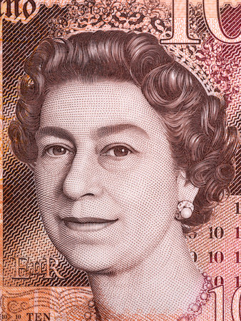 Elizabeth II portrait from British moneyのeditorial素材