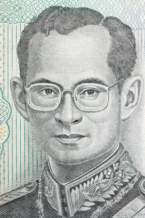 Bhumibol Adulyadej - King Rama IX, portrait from Thai moneyのeditorial素材
