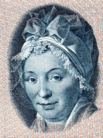 Pauline Maria Tutein portrait from Danish moneyのeditorial素材