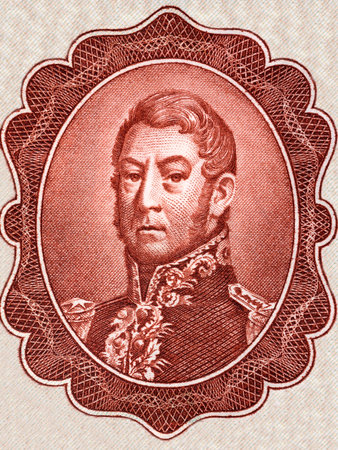 General Jose de San Martin portrait from Argentinian moneyの写真素材