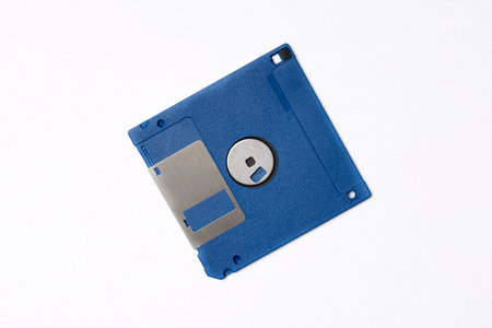 Blue diskette on a white background