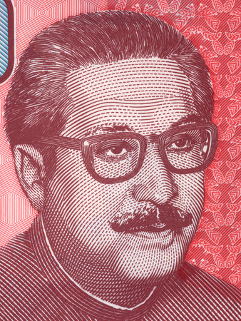Sheikh Mujibur Rahman portrait from Bangladeshi moneyのeditorial素材