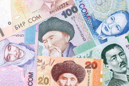 Kyrgyz money, a backgroundの写真素材