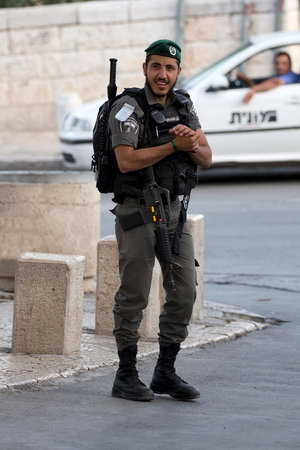 Jerusalem, Israel - May 1: Soldier on the street`s of Jerusalem on May 1, 2018 in Israelのeditorial素材