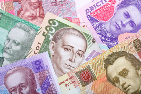 Ukrainian money, a backgroundの写真素材