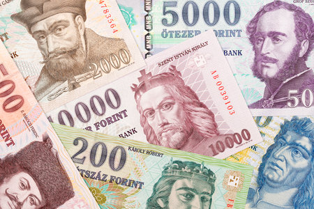 Hungarian money, a backgroundの写真素材