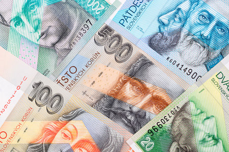 Slovak money, a backgroundの写真素材