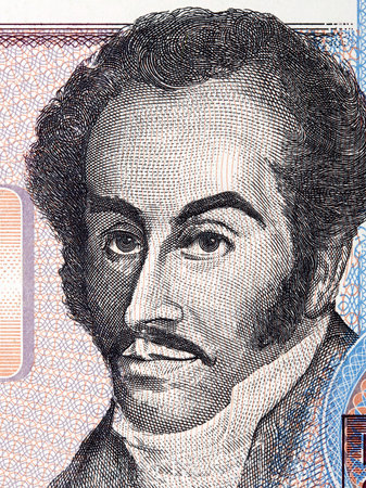 Simon Bolivar portrait from old Venezuelan moneyの写真素材