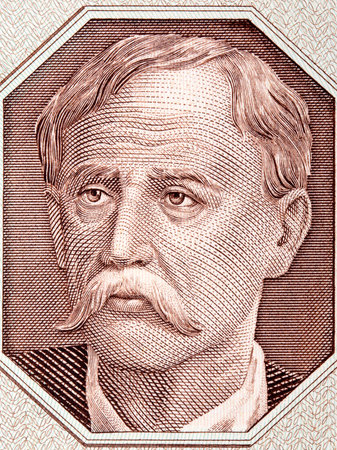 Portrait of a farmer from old Polish moneyの写真素材