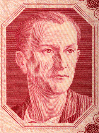 Portrait of a metallurgist from old Polish moneyの写真素材