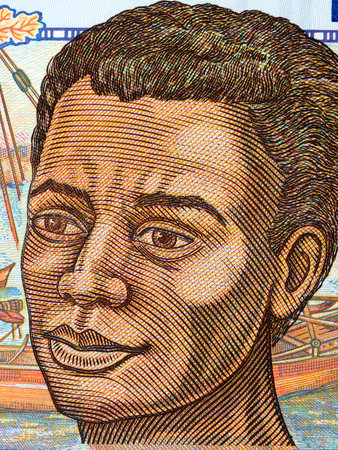Young Malagasy man, a portrait from Malagasy moneyの写真素材