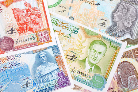 Syrian pound, a backgroundの写真素材