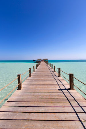 Pier on the Giftun island in Egyptの写真素材