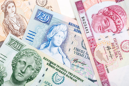 Cypriot Pound, a business background with money from Cyprusの写真素材