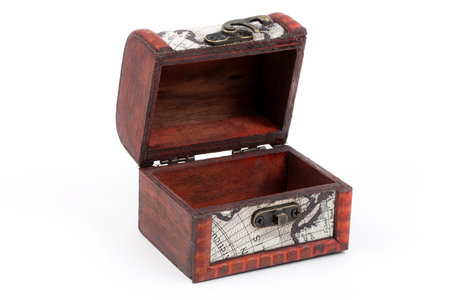 Old wooden opened trunkの写真素材