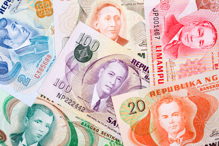 Old Philippine peso, a backgroundの写真素材