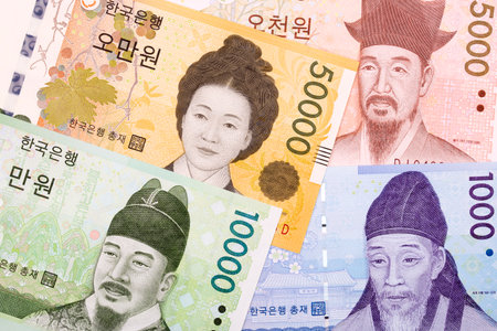 South korean money, a backgroundの写真素材