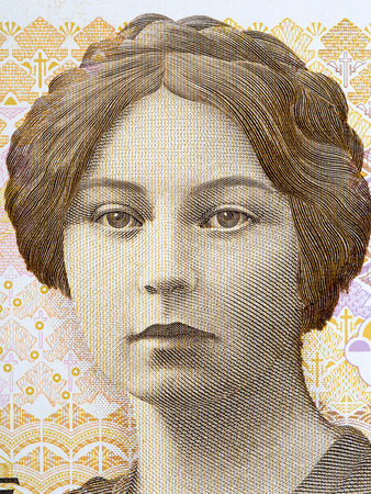 Sigrid Undset portrait from Norwegian moneyのeditorial素材